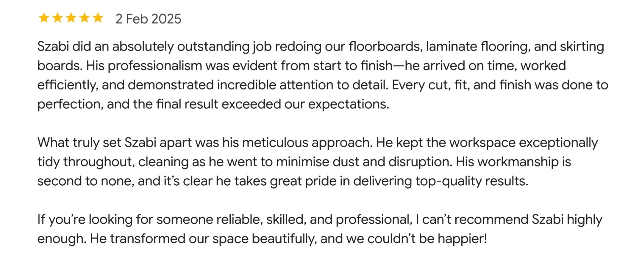Google review screenshot