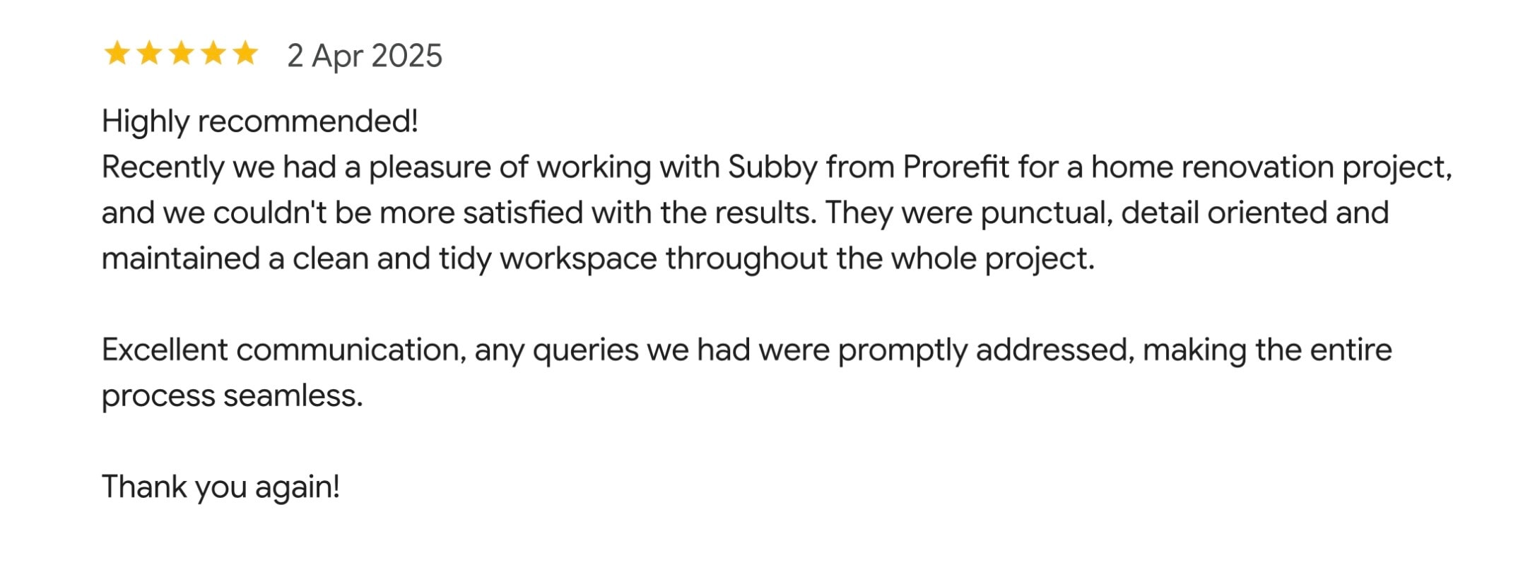 Google review screenshot